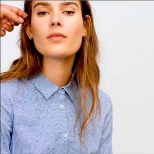 Zara polka dot striped button down shirt Sz L
